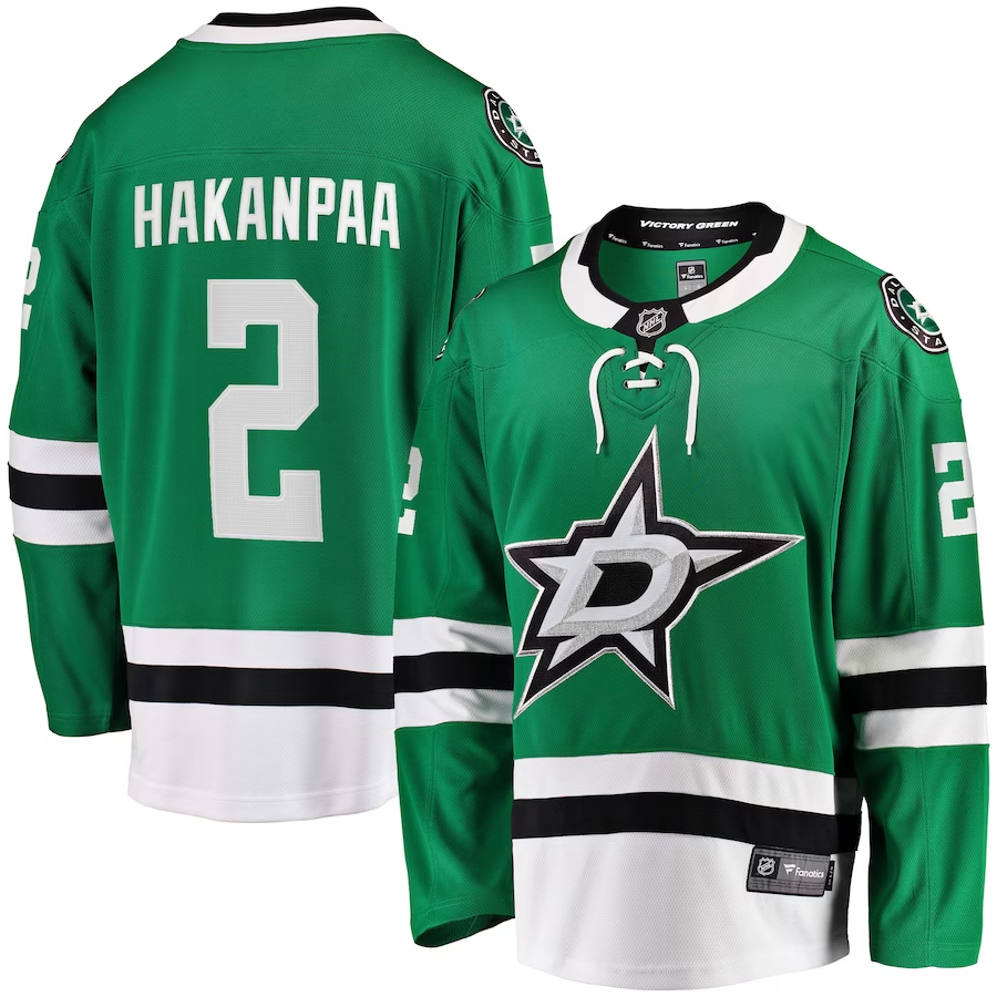 Men's Dallas Stars Jani Hakanpaa #2 Kelly Green Home Breakaway Player Jersey1