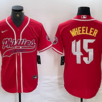 Men's Philadelphia Phillies Zack Wheeler #45 Red Player Jersey1 Joint Edition