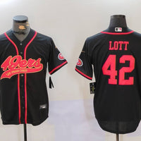 Men's San Francisco 49ers Ronnie Lott #42 Black Game Player Jersey1