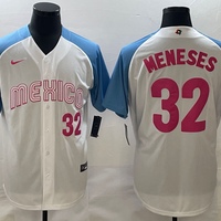 Men's 2023 World Baseball Classic #32 Joey Meneses Mexico White Jersey1