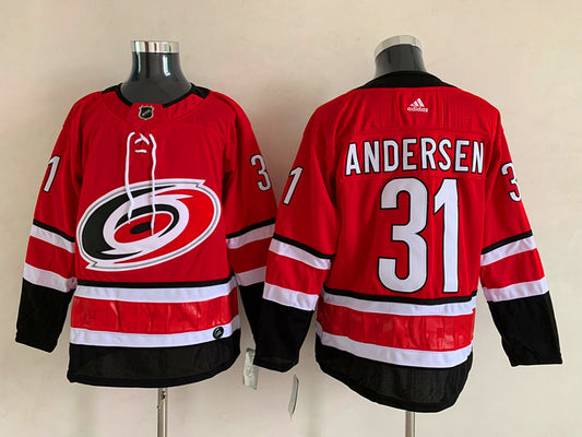 Men's Carolina Hurricanes Frederik Andersen #31 Red Player Game Jersey1