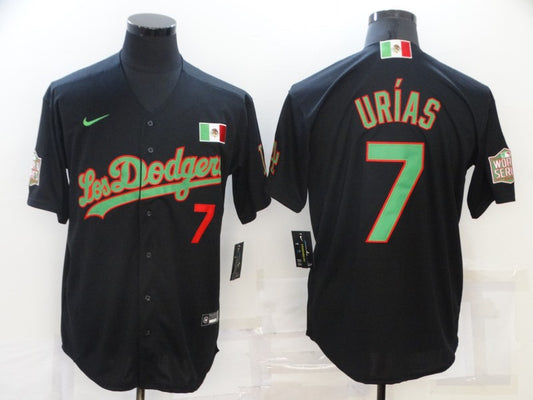 Men's Los Angeles Dodgers Julio Urias #7 Black Player Game Jersey1