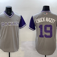 Men's Colorado Rockies Charlie Blackmon #19 Gray Replica Player Jersey1