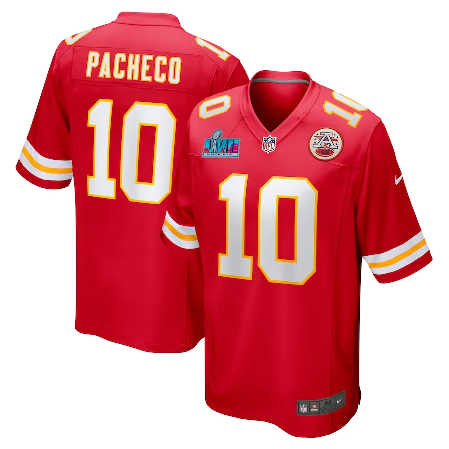 Isiah Pacheco #10 Kansas City Chiefs Red Super Bowl LVII Patch Game Jersey - JerseysFreak