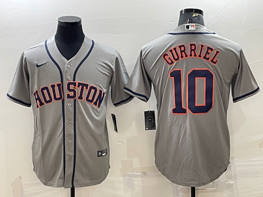 Men's Houston Astros Yuli Gurriel #10 Gray Replica Player Jersey1