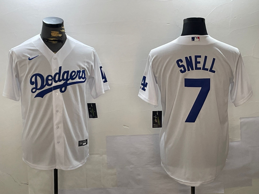 Men's Los Angeles Dodgers Blake Snell #7 White Home Replica Player Jersey1