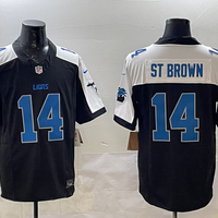 Amon-Ra St. Brown #14 Detroit Lions Black Game Player Jersey - JerseysFreak