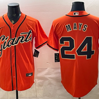Men's San Francisco Giants Willie Mays #24 Orange Alternate Replica Jersey