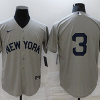 Men's New York Yankees Babe Ruth #3 Gray Replica Player Name Jersey1