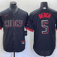 Men's Cincinnati Reds Johnny Bench #5 Black 2023 City Connect Replica Player Jersey1