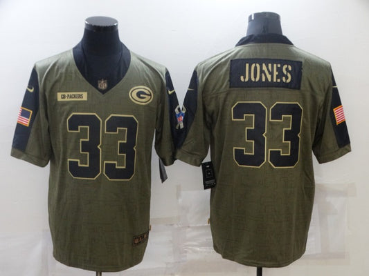 Men's Green Bay Packers Aaron Jones #33 Brown Game Player Jersey1