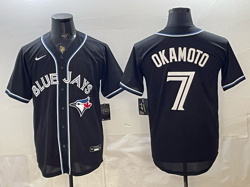 Men's Toronto Blue Jays Yutaro Okamoto #7 Fashion Replica Black Out Jersey