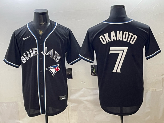 Men's Toronto Blue Jays Yutaro Okamoto #7 Fashion Replica Black Out Jersey