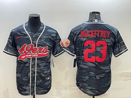 Men's San Francisco 49ers Christian McCaffrey #23 Grey Camouflage Player Jersey1 Joint Edition