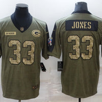 Men's Green Bay Packers Aaron Jones #33 Brown Player Game Jersey1