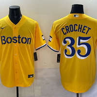 Men's Boston Red Sox Garrett Crochet #35 Gold City Connect Player Jersey