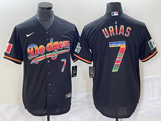 Men's Los Angeles Dodgers Julio Urias #7 Black Alternate Replica Game Jersey1
