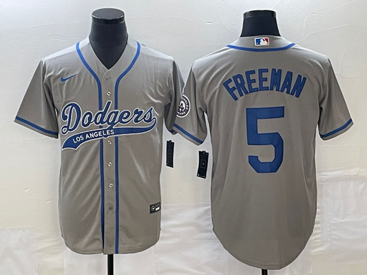 Men's Los Angeles Dodgers Freddie Freeman #5 Gray Player Jersey1 Joint Edition