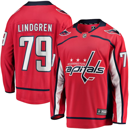 Men's Washington Capitals Charlie Lindgren #79 Red Home Breakaway Player Jersey1