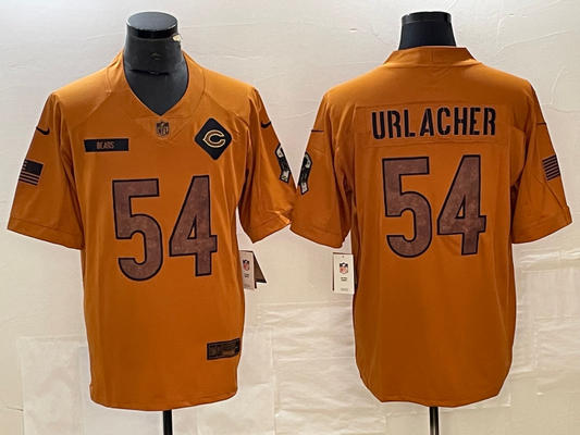 Men's Chicago Bears Brian Urlacher #54 Brown 2023 Salute To Service Retired Player Limited Jersey1