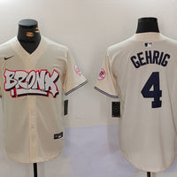 Men's New York Yankees Lou Gehrig #4 Cream Limited Player Jersey1