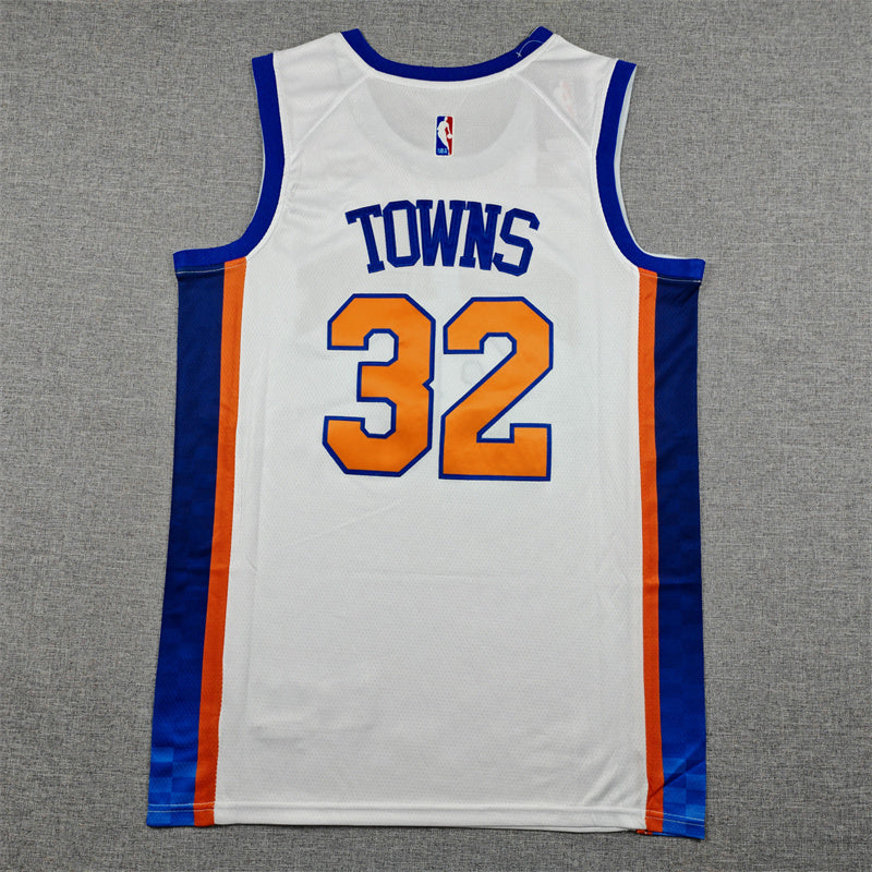 Men's New York Knicks Karl-Anthony Towns #32 White 2025/26 Swingman Jersey - City Edition