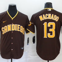 Men's San Diego Padres #13 Manny Machado Brown Stitched Jersey1