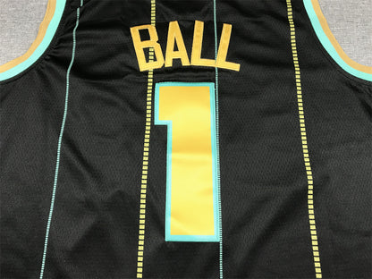 Men's Charlotte Hornets LaMelo Ball #1 Black 2022/23 Swingman jersey1 - City Edition