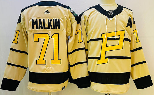 Men's Pittsburgh Penguins Evgeni Malkin #71 Yellow Game Jersey1