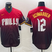 Men's Philadelphia Phillies Kyle Schwarber #12 Red 2024 City Connect Limited Player Jersey1
