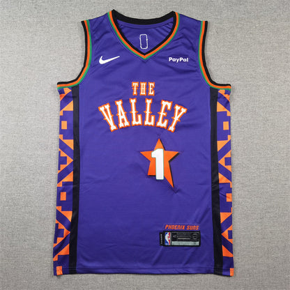 Men's Phoenix Suns Devin Booker #1 Purple 2024/25 Swingman Player Jersey1 - City Edition