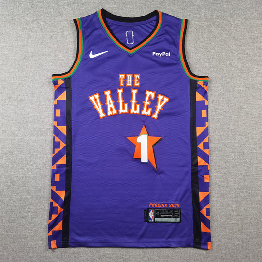Men's Phoenix Suns Devin Booker #1 Purple 2024/25 Swingman Player Jersey1 - City Edition
