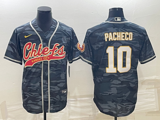 Men's Kansas City Chiefs Isiah Pacheco #10 Grey Camouflage Game Jersey1 Joint Edition