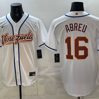 Men's Venezuela Baseball Jose Abreu #16 White 2026 World Baseball Classic Stadium Jersey