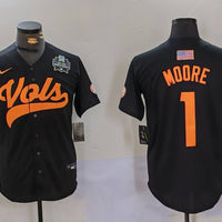 Men's Tennessee Volunteers Christian Moore #1 Black Game Jersey