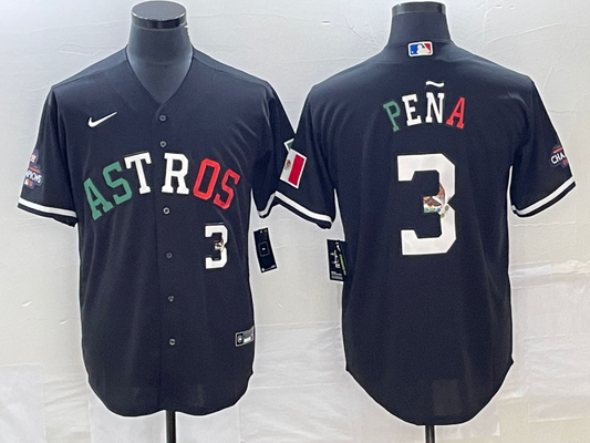 Men's Houston Astros Jeremy Pena #3 Black Alternate Replica Jersey1