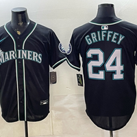Men's Seattle Mariners Ken Griffey Jr. #24 Fashion Replica Black Out Jersey