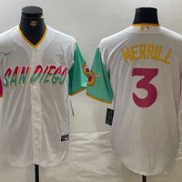 Men's San Diego Padres Jackson Merrill #3 White City Connect Replica Player Jersey1