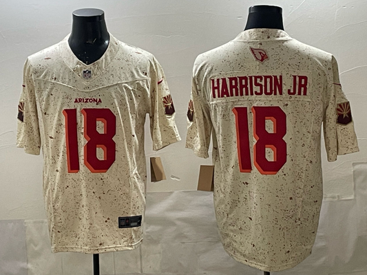 Men's Arizona Cardinals Marvin Harrison Jr. #18 Natural 2025 Rivalries Collection Limited Jersey