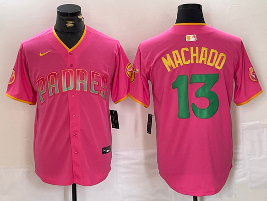 Men's San Diego Padres Manny Machado #13 Pink Replica Player Jersey1