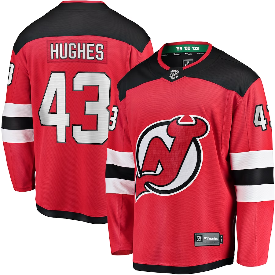 Men's New Jersey1 Devils Jack Hughes #43 Red Player Game Jersey1
