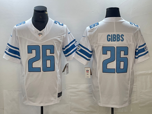 Men's Detroit Lions Jahmyr Gibbs #26 White Player Game Jersey1