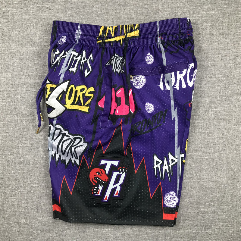 Men's Toronto Raptors Purple Graffiti Edition Pocket Shorts1