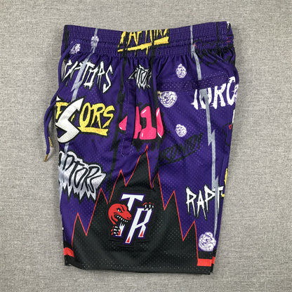 Men's Toronto Raptors Purple Graffiti Edition Pocket Shorts1