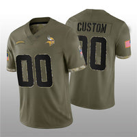 Custom1 Minnesota Vikings ACTIVE PLAYER 2022 Olive Salute To Service Limited Stitched Jersey1 Football Jersey1