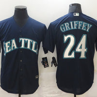 Men's Seattle Mariners Ken Griffey Jr. #24 Navy Replica Player Jersey1