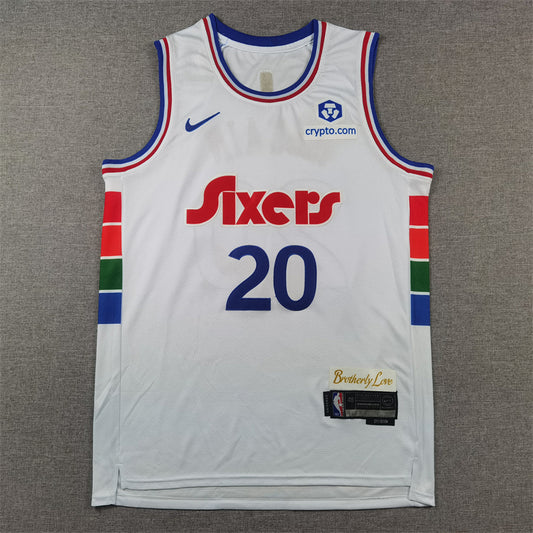 Men's Philadelphia 76ers Jared McCain #20 White 2024/25 Swingman Player Jersey1 - City Edition