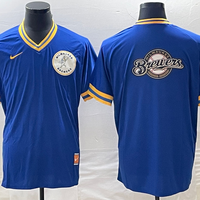 Men's Milwaukee Brewers Blue Road Cooperstown Collection Team Jersey1