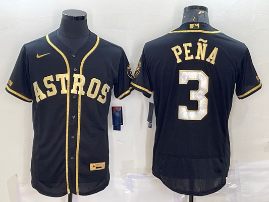 Men's Houston Astros Jeremy Pena #3 Black Replica Team Jersey1