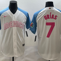 Men's 2023 World Baseball Classic #7 Julio Urias Mexico Jersey1 White